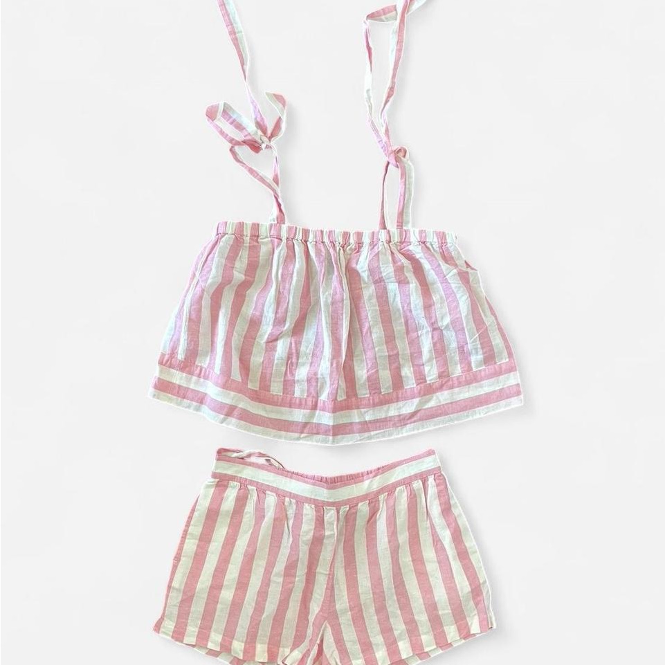 J. Crew Pink And White Striped Set